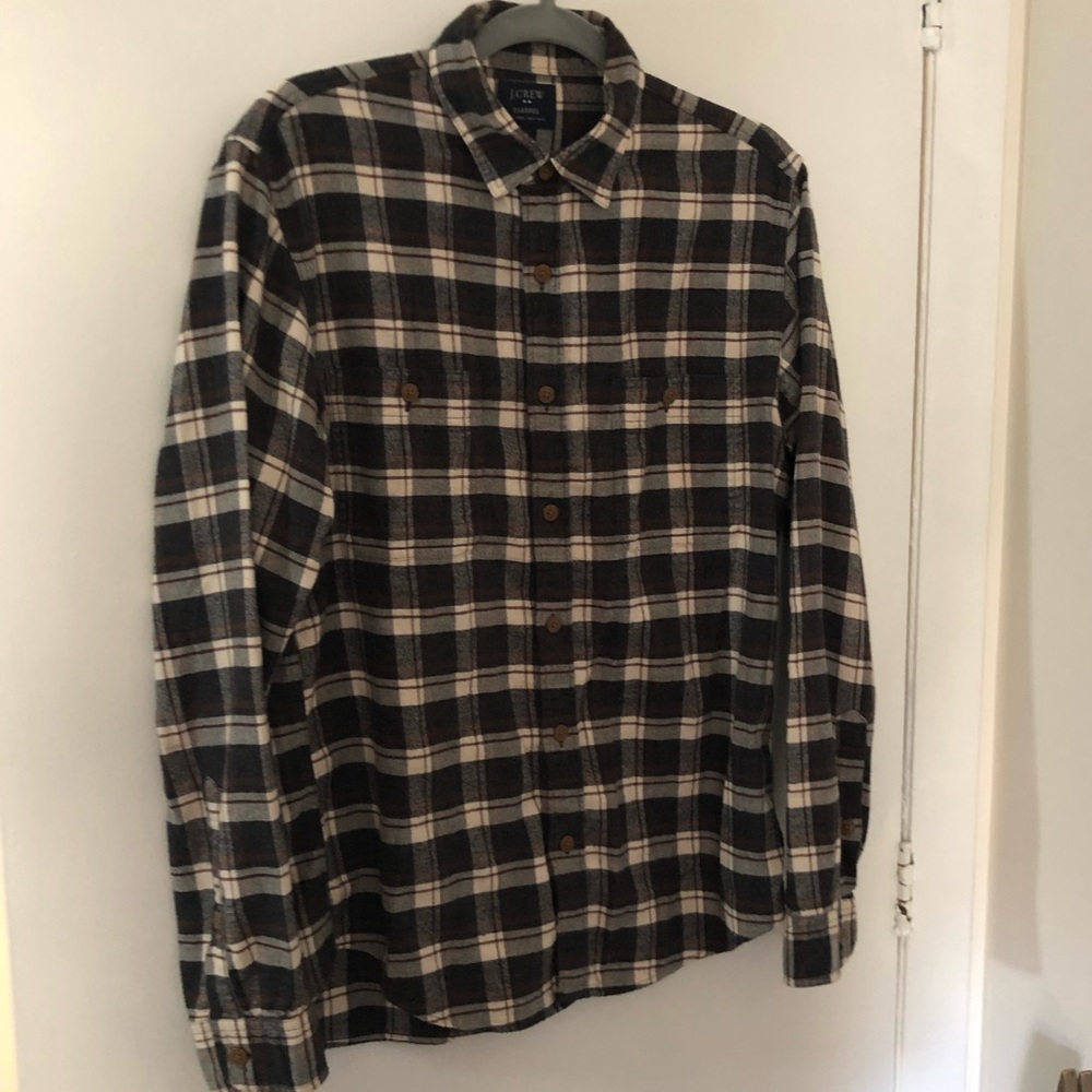 J.CREW flannel brown plaid